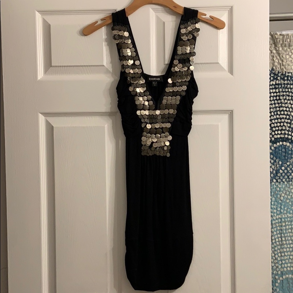 Bebe XS black dress with coin detail